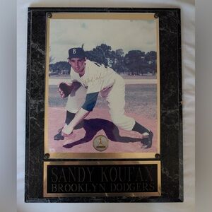 Sandy Koufax Brooklyn Dodgers Plaque with Black and Gold Accents